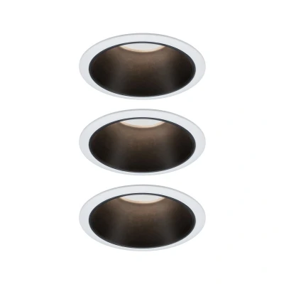 Imagen de Paulmann 93402 Luminaria empotrable LED Cole redonda incl. 3x6,5 W, foco regulable, blanco, negro mate, lámpara empotrable, plástico, aluminio zinc, de techo 2700 K