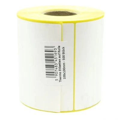 Imagen de MD Labels etiquetas térmicas blancas en rollo de 100 x mm, 500 unidades, adhesivo permanente, para código barras, adhesivas escribir