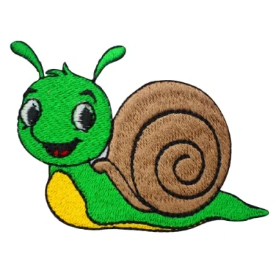 Imagen de parche de caracol, animales, lindo dibujos animados, bordado para niños, coser en ropa, etc. 7 x 5,5 cm