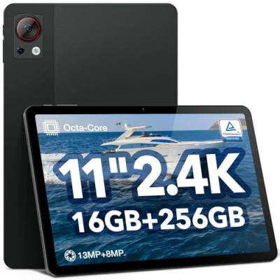 Imagen de DOOGEE T30S Android 14 Tablet 11 Pulgadas 16GB RAM 256GB ROM/1TB TF, 2.4K Tablets Octa Core, Tableta Batería 8580mAh, TÜV SÜD Certificado y 4 Hi Res Altavoces, PC Dual SIM 4G 5G WiFi, Negro