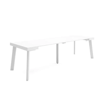Imagen de Skraut Home Mesa Consola Extensible Comedor Plegable 260 para 12 comensales Patas de Madera Estilo Moderno Blanco