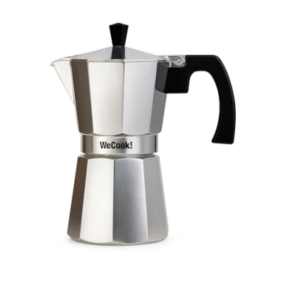 Imagen de WECOOK! Paola Cafetera Italiana de Aluminio, Express, 3 Taza Café, Junta Cierre Silicona, Válvula Seguridad, Vitrocerámica, Gas, Eléctrica