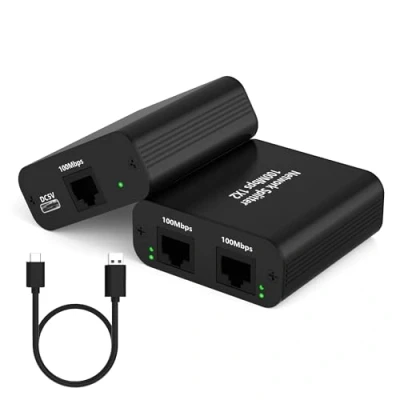 Imagen de Switch Ethernet 100Mbps de 2 Puertos, Divisor Red RJ45, Network LAN 1 to Splitter Avec USB Câble, Adapter para Concentrador, Interruptor, Router, TV