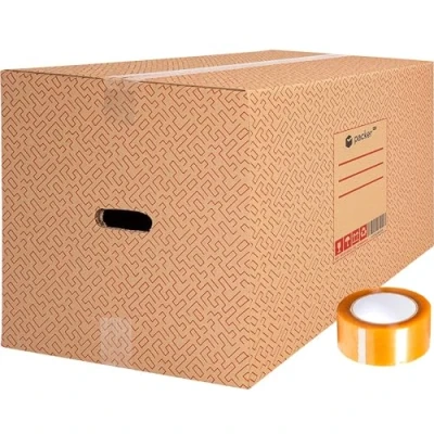 Imagen de packer PRO Pack 10 Cajas Carton para Mudanzas y Almacenaje Ultra Resistentes con Asas Cinta Adhesiva 600x400x400mm