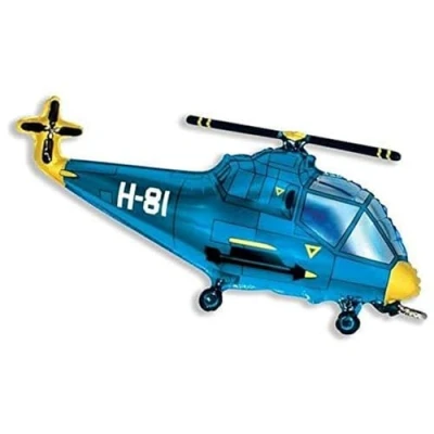 Imagen de Ballonim® Helicóptero Azul, Aprox. 80 cm, Globos de Papel Aluminio, decoración para Fiestas cumpleaños