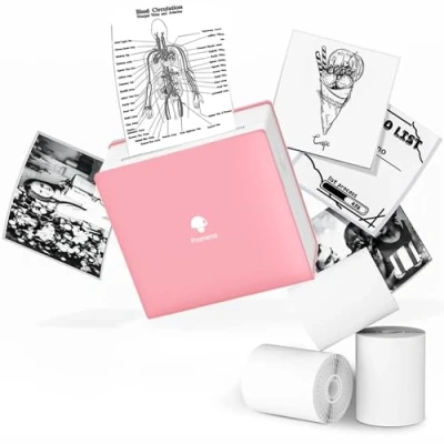 Imagen de Phomemo M02 Impresora térmica con 3 Rollos de Papel incluidos, compacta Bolsillo inalámbrica para Viajes, Compatible Android iPhone y iPad Journal Children Daily Plan, Rosa