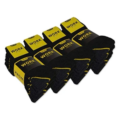 Imagen de sockenkauf24 10 o 20 Pares Calcetines de Trabajo Hombre Reforzados Algodón WORK (47 50 Negro)