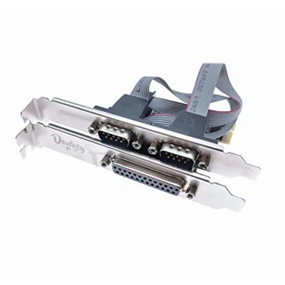 Imagen de Donkey pc Tarjeta PCI Express con 2 Puertos Serie DB9 RS232 + 1 adaptadora de Puerto LPT Paralelo DB25 para PC. múltiple controladora USB 3.0