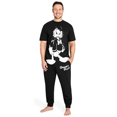 Imagen de Disney Pijama Hombre Divertido Conjunto 2 Piezas Tallas M 3XL Pato Donald Enano Gruñon Jack Skellington (Negro Duck, M)