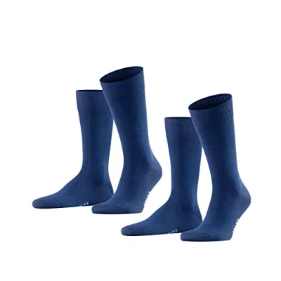 Imagen de FALKE Happy Double Pack M So algodón lisos 2 pares, Calcetines Hombre, Azul Royal Blue 6000, 47 50