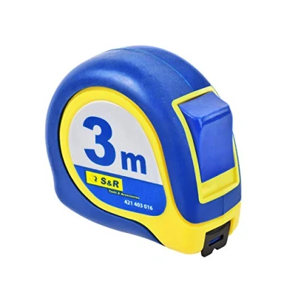 Imagen de S&amp;R Cinta métrica 3,0 m x 16 mm, nylon recubierto, carcasa resistente a los golpes, de goma, serie MUSTANG