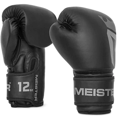 Imagen de Meister [Critical] Guantes de Boxeo Entrenamiento Alta Densidad Ergonómicos Negro Mate 12 onzas