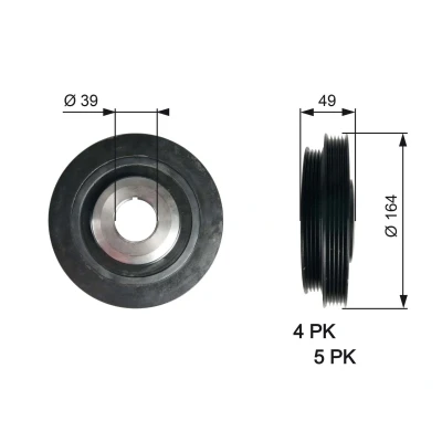 Imagen de GATES TVD1114 Polea de Cigüeñal 164 sin accesorios FleetRunner Micro V Stretch Fit KIA: CARNIVAL I, / GRAND 3
