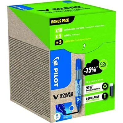 Imagen de Pilot Greenpack, V Board Master, azul, 10 marcadores y recambios, (WLT556282)