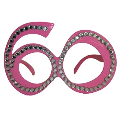 Imagen de Folat B.V. Gafas de cumpleaños número 60 rosa con montura diamante, Color rosado, 13.5 x 8.5 centímetros (Northstar 8714572007542)