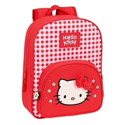 Imagen de Safta M185, Hello Kitty Spring Escolar Animada, Niño, Mochila Infantil, Adaptable a Carro, Ideal, Cómoda y Versátil, Calidad Resistencia, 26x11x34 cm, Color Rojo Unisex niños, Estándar