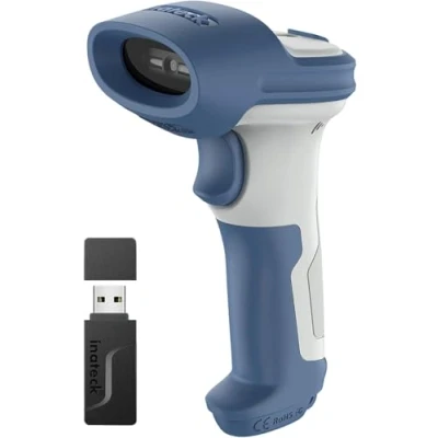 Imagen de Inateck Escáner de código Barras inalámbrico 1D 2D, conexión Bluetooth 5.0 y 2.4Ghz, USB 3 en 1, Soporte Lectura códigos Pantalla, BCST 73