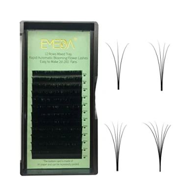Imagen de Extensiones de pestañas volumen ruso, curvatura en D 0,07 Mezcla 8 15 mm mix 2D 3D 5D 8D 10D postizas seda simple natural EMEDA
