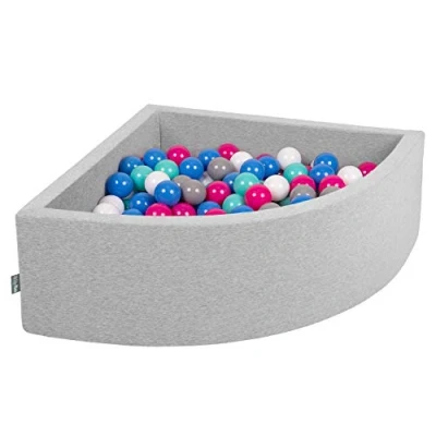 Imagen de KiddyMoon 90X30cm/200 Bolas Piscina De ∅ 7Cm para Ninos Cuarto Angular Hecha En La UE, Grisclr:Blanco/Gris/Azul/Rosa Scuro/Turquesa Claro