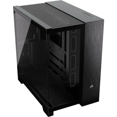 Imagen de CORSAIR 6500X Media Torre ATX Caja de PC Doble Cámara Cristal Templado Panorámico Conexión Inversa Compatible con Placa Base Sin Ventiladores Incluidos Negro/Aluminio Obsidiana