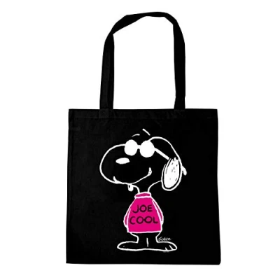 Imagen de Logoshirt®️ Peanuts Snoopy Joe Cool Rosa I Sac de courses Cabas réutilisables negro Diseño original con licencia