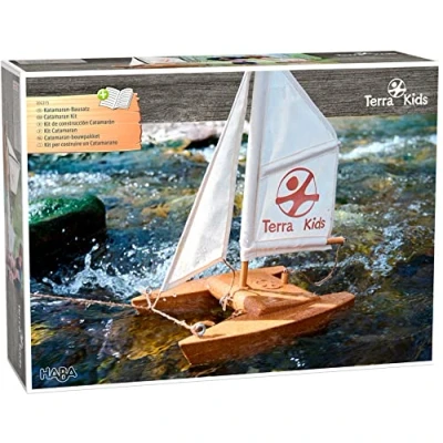Imagen de HABA Terra Kids Kit Catamaran Juego de Exterior Barco Vela 8 años y más 306315, Color Blanco, Talla Unica (306315)