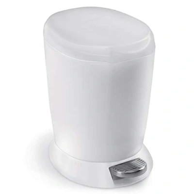 Imagen de simplehuman CW1318 cubo redondo con pedal, plástico blanco, 6 L