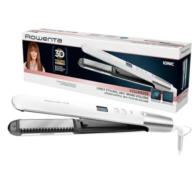 Imagen de Rowenta Volumizer SF4650 Plancha pelo con revestimiento cerámico de cuarzo, 8 temperaturas, alisado y rizos, placas extralargas, calentamiento rápido, sistema bloqueo