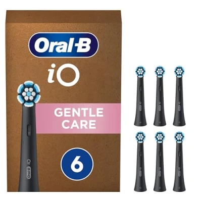 Imagen de Oral B iO Gentle Care Recambios para Cepillo de Dientes Eléctrico, Pack 6 Cabezales, Negro Originales (Tamaño Buzón)