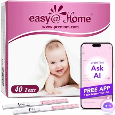 Imagen de Easy@Home 40 Test de Embarazo: Prueba Alta Sensibilidad 10 mIU/mL Tiras hCG en Orina para la Detección Temprana Gravidez Disponible con APP Premom