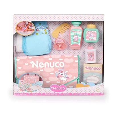 Imagen de NENUCO, Bolsita Cambiador, Set de Juguete con Pack Cambio pañal y Muchos Accesorios para tu muñeco bebé, complemento niños Desde 2 años, Famosa (NFN29000)