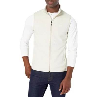 Imagen de Amazon Essentials Chaleco de Forro Polar con Cremallera Completa (Disponible en Tallas Grandes y Largos Especiales) Hombre, Avena Mezcla, L