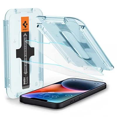 Imagen de Spigen EZ FIT Cristal Templado Clear Protector de Pantalla Con Marco Montaje Apple iPhone 13 Pro Max Paquete 2