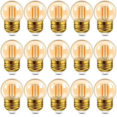 Imagen de Hcnew Bombilla G40 E27 LED Retro Edison de Filamento Espiral Mini Globo 2200K 1W Vidrio ámbar 220V para luces Cadena al Aire Libre, café, Hogar,Fiestas, Jardín, Bodas 15 pcs