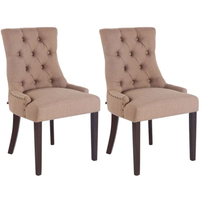 Imagen de CLP Set 2 Sillas Comedor Aberdeen En Tela &amp; Base De Madera I Chesterfield Look, Color:Gris Pardo, Color del Marco:Antiguo