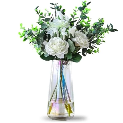 Imagen de DRERIO jarrón de Flores,floreros Decorativos Modernos con Ranuras, Moderno para Hierba Pampas, pequeño el hogar, salón, Comedor, Entrada, Oficina, 22x10 cm