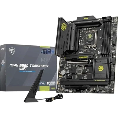 Imagen de mag B860 Tomahawk Placa Base WiFi, ATX, Compatible con procesadores Intel Core Ultra (Serie 2), LGA 1851 DDR5 Memory Boost 9200+ MT/s OC, 1 x PCIe 5.0 x16, M.2 Gen5, 5G LAN, Wi Fi 7