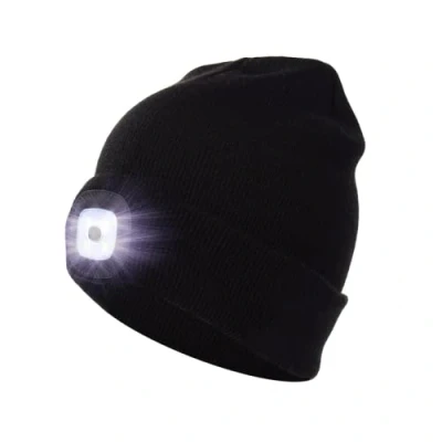 Imagen de MMOBIEL Gorro con Luz LED Linterna Frontal USB Recargable Unisex de Punto Suave y cálido Negro