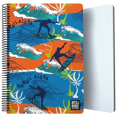 Imagen de Grafoplás Cuaderno Tapa Plastico 80 Hojas Cuadriculadas 4x4 90g Tamaño Folio Espiral Cierre Seguridad Coil Lock Colección Diseño Bits&amp;Bobs Pop Up Design Hawaii Certificado FSC