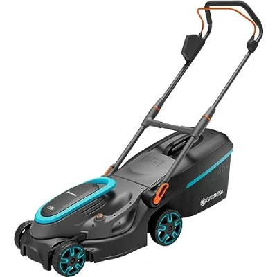 Imagen de Gardena Set Ready To Use cortacésped a batería PowerMax 37/36V P4A: hasta 350 m², Ancho de Corte 37 cm, Capacidad 45 l, Altura Ajustable Central, Motor PowerPlus Eco Modus (14638 20)