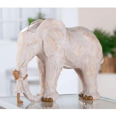 Imagen de GILDE Figura de Elefante Animales Resina, Color Natural, Altura: 23 cm, Ancho: 28,5 Profundidad: 11,5 Regalo, Coleccionable, Accesorio para el hogar