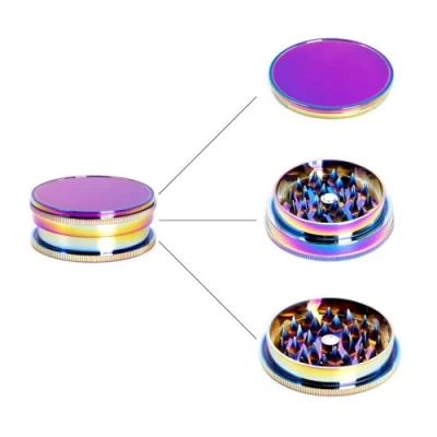 Imagen de HIBRON Grinder Molinillo Multicolor para Hierbas y Especias,Molinillo Fino, Portátil Antiadherente Color Arcoíris (CANT., 1, Unidad)