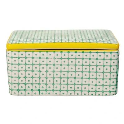 Imagen de BLOOMINGVILLE Mantequillera Carla Recipiente para Mantequilla L 13 x H 6 W 10 cm, Verde Amarillo, Cerámica