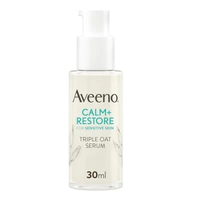 Imagen de Aveeno Face CALM+RESTORE Suero triple de avena, hidratación 24 horas, para pieles sensibles, con complejo avena y matricaria calmante, sin fragancia, 30 ml