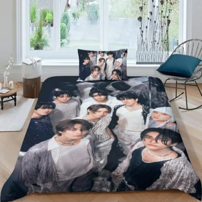 Imagen de Juego De Ropa Cama 3D con Impresión Stray Kids, Edredón para Niños Y Adultos, Funda Nórdica Microfibra Cremallera Fundas Almohada Single（135x200cm）