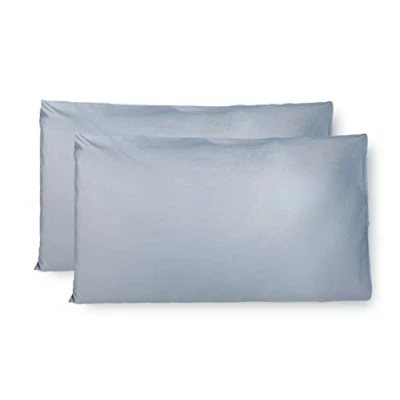 Imagen de Par de Fundas Almohada 100% algodón Puro 50x70 cm, Juego 2 Camas Cojines Telas, Cierre Bolsas, Color sólido, tamaño estándar con Celeste.