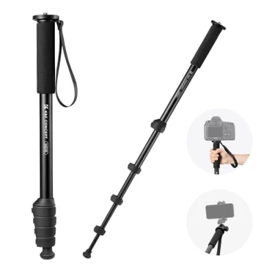 Imagen de K&amp;F Concept MS16 Monopié de 63 Pulgadas, Robusto Aluminio con 5 Secciones,Monopié Viaje 160 CM para Cámaras DSLR, DSLM y Compactas Correa Mano, Capacidad Carga 10 KG