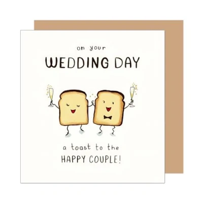 Imagen de Edition Seidel tarjeta de felicitación boda con sobre, cuadrada, primera calidad, texto &quot;Just Married Mr. &amp; Mrs. Toast (HQ104 SW025)