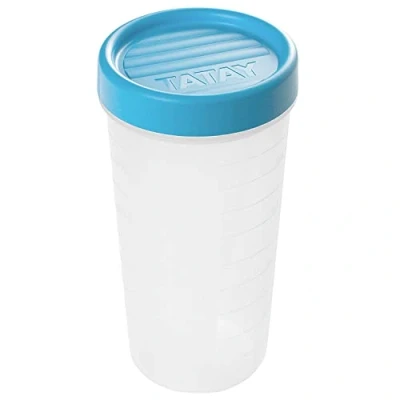 Imagen de Tatay Contenedor de Alimentos hermético con Cierre a Rosca y medidor, Tapa Azul, Libre BpA, 8.5 cm, 0.6 L