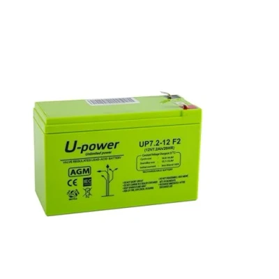 Imagen de U Power Batería Plomo Recargable AGM Sellada 12V 7.2Ah Uso General como Alarmas, UPS/SAI, Seguridad, Juguetes, Etc Terminal Faston F2 6.3mm